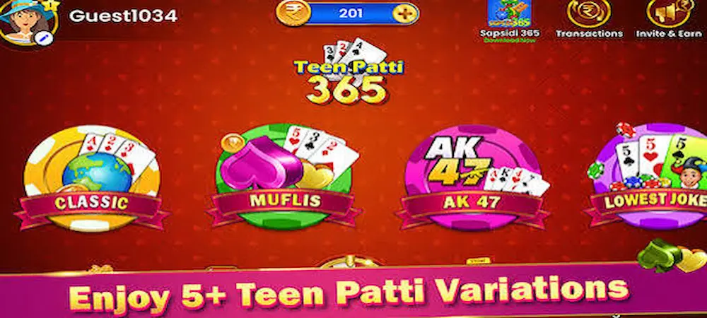 Teen Patti Game interface