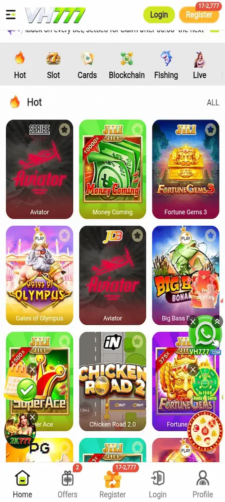 VH777 Game interface